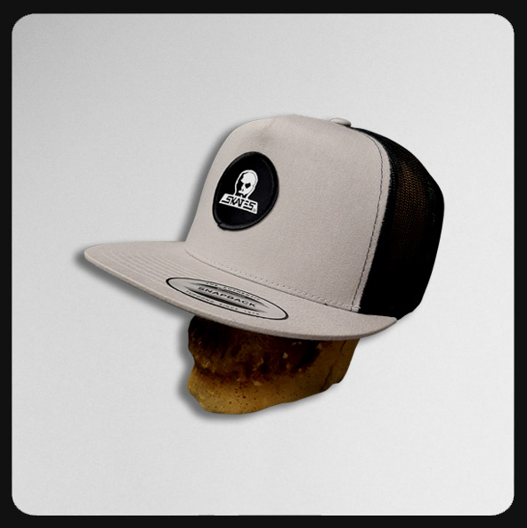 Round Logo Yupoong Silver/Black Cotton Mesh Cap