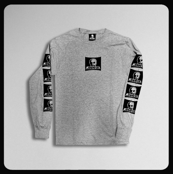 Skull Skates Surf Box Logo Silver Heather Longsleeve