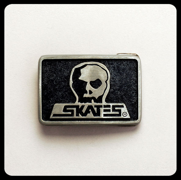 Skull Skates Diecast Metal Belt Buckle